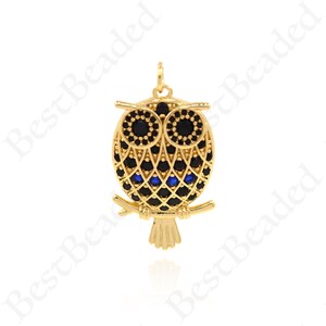 18K Gold Filling Plated Owl Pendant,DIY Animal Jewelry Accessories 28x16mm