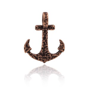 May include: A copper-coloured anchor pendant with a textured surface. The anchor has a loop at the top for attaching to a chain or cord.