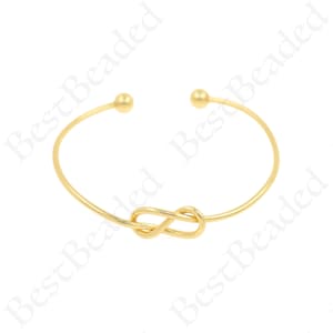18K Filled Gold Bow Bracelet, Adjustable Bracelet for DIY Jewelry Designs, 61x9.5mm