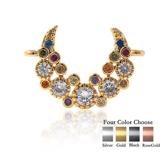 Crescent Moon Connector Pave CZ for Women Bracelet Charms Lover Gift 20x14mm 1Pcs