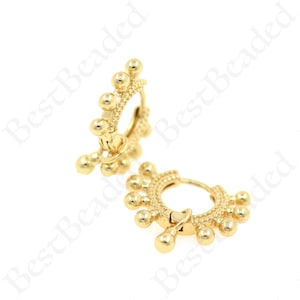 18K Gold Filled Cute Minimalist Earring,Tiny Dainty Earrings,Multi Ball Hoop Earrings,Gifts for Her 19x2.5mm