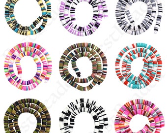 Round Multicolor Heishi Beads, Polymer Clay Disc Beads, Polymer clay ,Vinyl Beads,Wholesale Polymer Clay DIY Making Jewelry Bead
