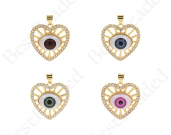 Zircon Charm Pendant,18K Gold Filled Eye Jewelry, Devil Eye Charm 24x23mm