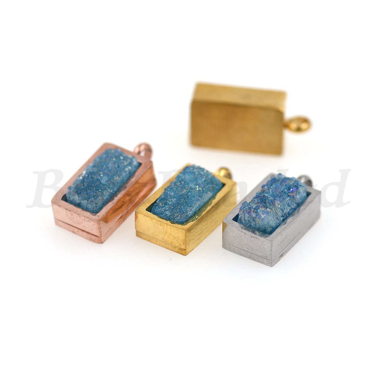 Rectangle Druzy Pendant CharmsNatural Crystal Quartz Drusy Etsy