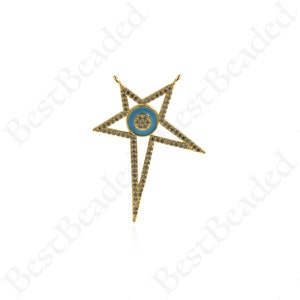 18K Gold Filled Five-Pointed Star Pendant,Enamel CZ Star Charm,Five Star Necklace,Polaris Charm,DIY Jewelry Accessories