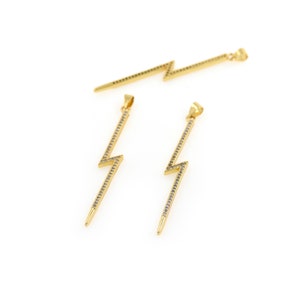 1 Stück Wholesale Filled Gold Blitz Anhänger für personalisierte Schmuckherstellung 7x54mm