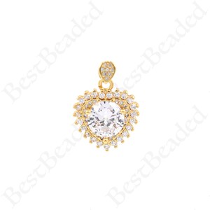 CZ Pave Heart Jewelry Pendants,18k Gold Filled Heart Earring Charms,DIY Supplies 18x16mm