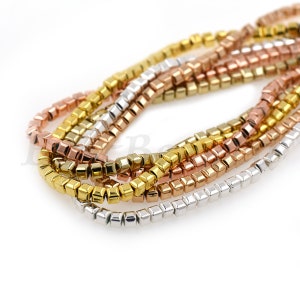 Faceted Cube Hematite Beads,Gold,Silver Beads,Natural Hematite Beads,Handmade Accessories Beads 3.9x3.9x3.6mm