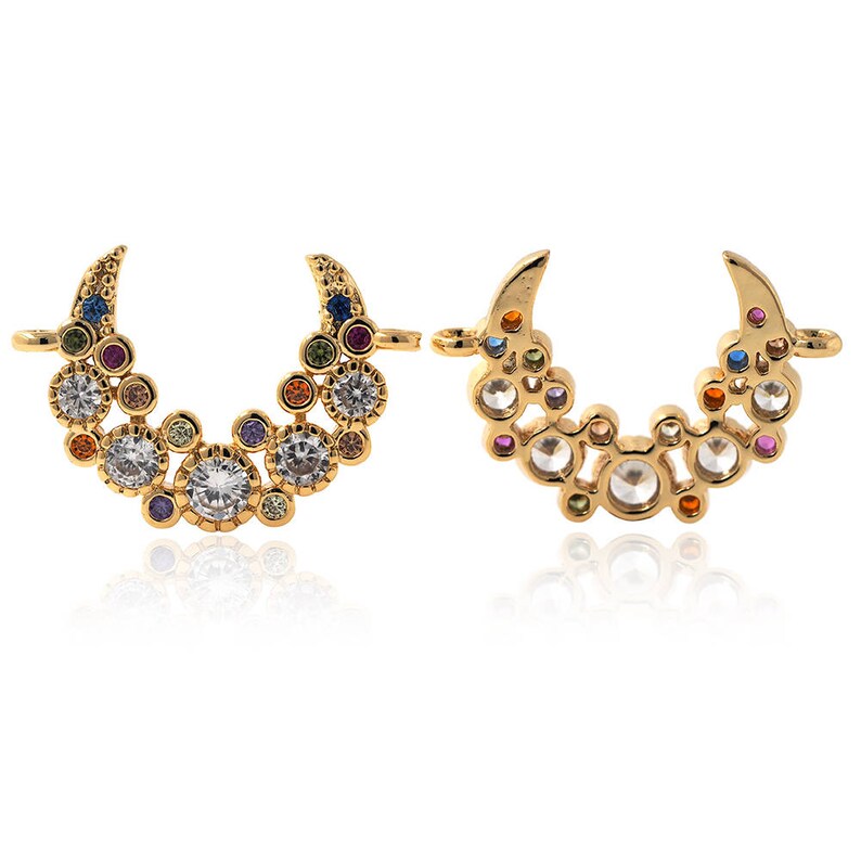 Crescent Moon Connector Pave CZ para mujeres pulsera encantos regalo 20x14mm 1pcs imagen 5