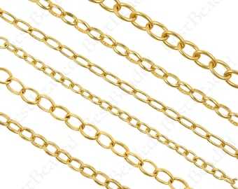 Long Oval Cable Chain,Gold Filled Necklace Link Chain,Minimalist Jewelry Supplies