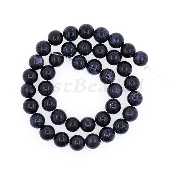 Night Sky Blue Sandstone Bead,Smooth Shiny Gemstone Loose Beads for DIY Bracelet/Necklace Making 1Str