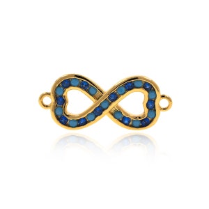 Infinity Connector Pave Turquoise Blue CZ Heart-Shaped Space Link Charm for diy Jewelry Findings 20x8mm 2Pcs