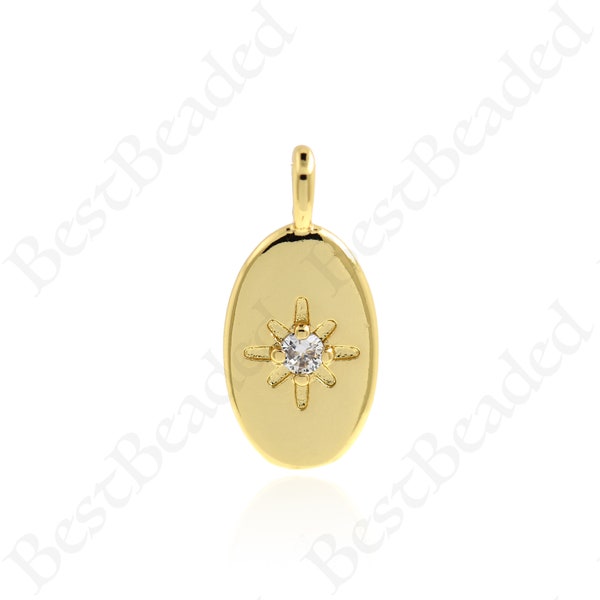 18K Oval Polaris Necklace Gold Filled Pendant with Zircon Option Star Necklace, Gift for Her Valentine's Day Gift, Christmas Gift