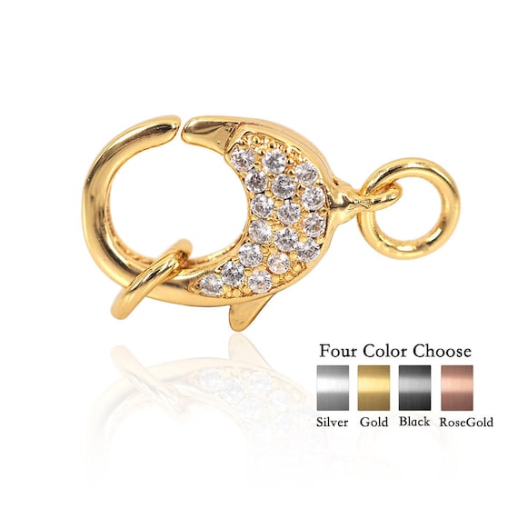 Lobster Clasp Inlaid Zircon for Bracelet/Necklace Charms Beaded Connector Jewelry Making 16x10mm 1PCS