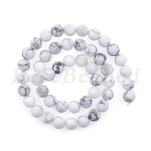 Natural Matte White Howlite Beads,Black Striped Round Gemstone Loose Beads for DIY Jewelry Making Charm 6mm 8mm 10mm 1Str
