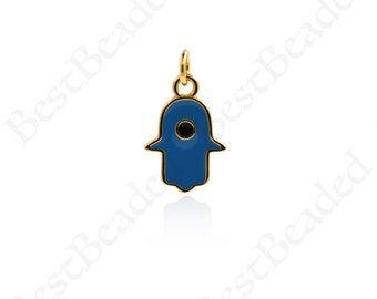 Hamsa Enamel Evil Eye Pendant-Enamel Evil Eye Amulet-DIY Jewelry Making