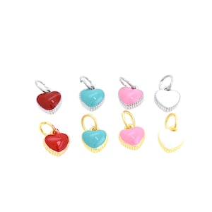Enamel Heart Pendant,Minimalist Charm Heart Necklace,DIYJewelry Making 7x6.5mm