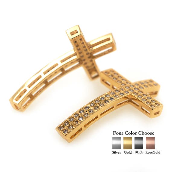 Cross Charms Multiple Purpose Beads Pave CZ for Men Women Beaded Jewelry Making 21x32mm 1Pcs