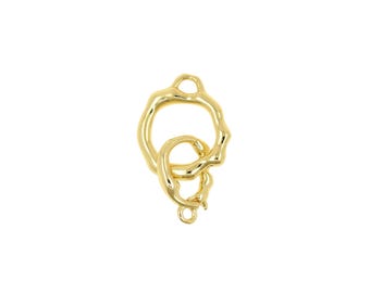 18K Gold Filled Abstract Floral Loop and Hook Clasp Set for Trendy DIY Jewelry Creations 13.8x15.8mm