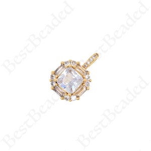 Square Shape Birthstone Pendant,18k Gold Filled Month Charm,Minimalist Jewelry Accessories 19x13mm