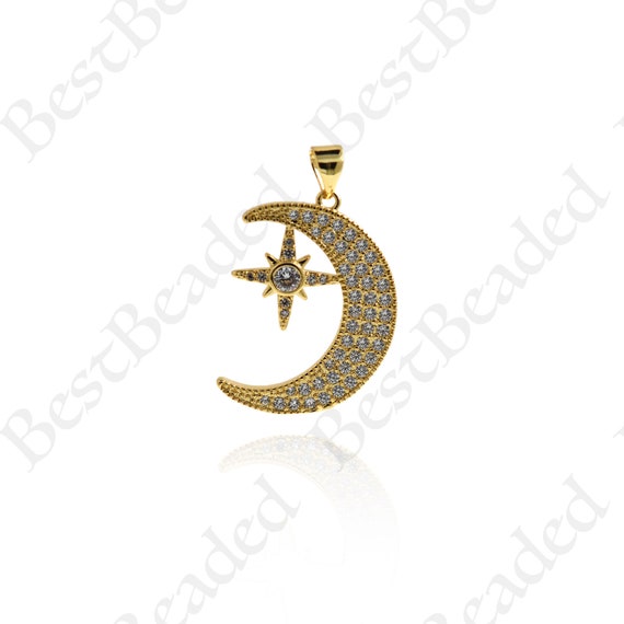 Personalized Half Moon Star Pendant,18k Gold Filled Crescent Personalized Half Moon Star Pendant,18k Gold Filled Crescent