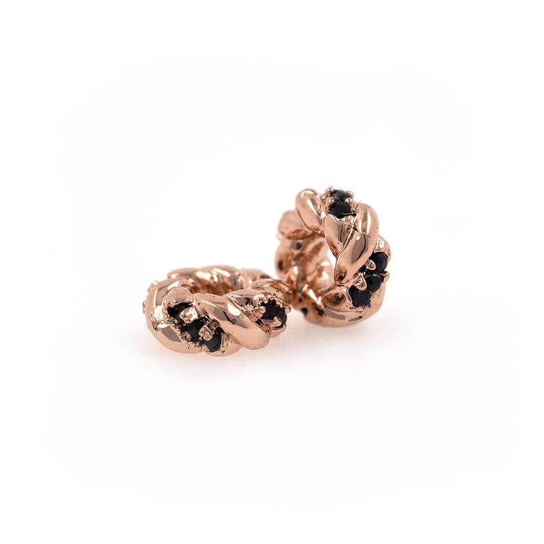 Micro Pave Black CZ Round Spacer Beads for DIY Bracelet Charms Jewelry Handmade 7mm 1PCS