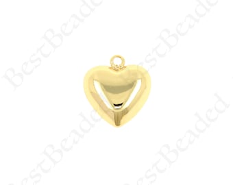 Pendentif de collier de coeur de perle plaqué or, haute joaillerie simple pour la conception de bijoux de bricolage, 20x18x9mm