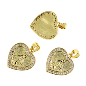 18K Gold filled Jungfrau Maria Anhänger mit Diamanten, religiöser Anhänger, Glücksanhänger, 18x16mm