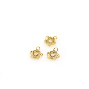 Dainty Gold Crown Charm,Queen Crown Necklace Pendant for DIY Jewelry Accessories 11x9mm