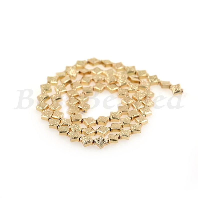 Rhombus Hematite Beads,Carved Leaf Beads,Gold,Silver Beads,Healing Beads,Natural Hematite Beads 5.9x5.8mm