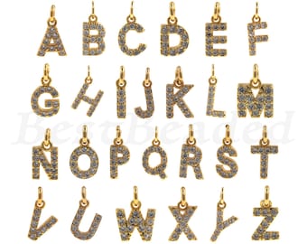 Initial Letter Pendant Gold Small Alphabet Charm for Original Necklace Making Dainty Personalized Pendant Findings 10Pcs