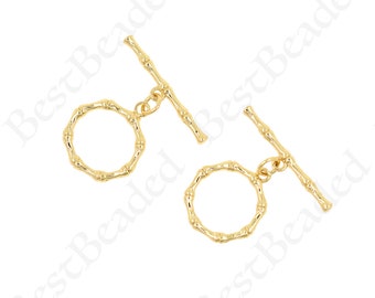 Chiusura a levetta in oro pieno, chiusura OT in ottone tondo, chiusura originale per gioielli fai da te 25x16mm
