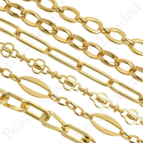18K Gold filled Kette Halskette, Paperclip Kette, Curb Chain, Kabelkette, Figaro, zierliche, UNISEX