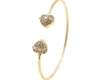 Love Bracelet, 18K Gold Filled Cuff Bracelet, Zircon Bracelet, Perfect Gift 12x61mm
