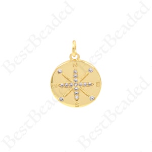 Brass Round Cupid&#39;s Arrow Pendant Gold Pendant Coin Pendant For Jewelry Making 15mm