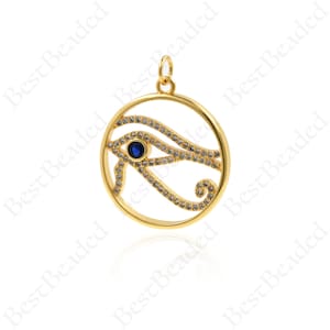 Round Eye of Horus Pendant,Egyptian Symbol Evil Eye Charms,DIY Minimalist Jewelry Making 23x26mm