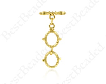 Gold Filled Extender Toggle Clasp,Double Ring Clasp,DIY Jewelry Making Accessories 17x34mm