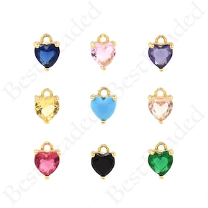 Ciondolo per collana di zirconi a cuore con set d&#39;oro riempito 18K per forniture per la produzione di gioielli fai-da-te, 6,5x8,5 mm