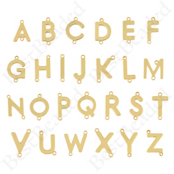 Minimalist Initial Letter Connector Links,18k Gold Filled Alphabet Jewelry Charms,DIY Bracelet/Necklace Supplies 12x12mm