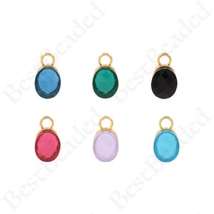 18K Filled Gold Oval Zircon Necklace Pendant, Geometric Jewelry, DIY Original Premium Accessory, 14x8.5x6mm