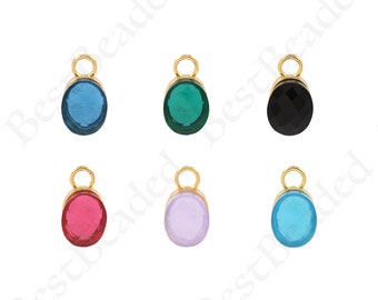 18K Filled Gold Oval Zircon Necklace Pendant, Geometric Jewelry, DIY Original Premium Accessory, 14x8.5x6mm