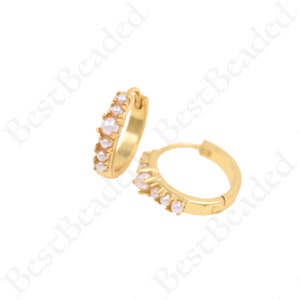 Gouden oorbel hoepels, kubieke zirkonia eenvoudige oorbel, dagelijks dragen oorbellen, sieraden bevindingen 18x3.5mm
