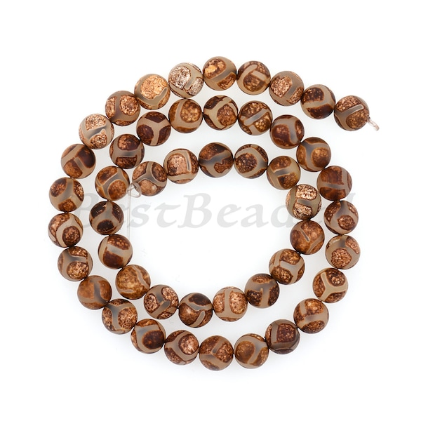 Round Tibetan Beads,Natural DZI Agate Beads,Full Strand Gemstone Bead for Bracelet/Necklace Accessori 6mm/8mm/10mm/12mm 1Str