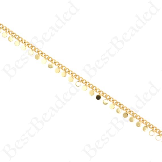 18k Gold Filled Sequin Disc Chain,half-finished Flat Round Chain