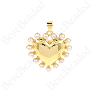 CZ Pave Heart Jewelry Pendants,18k Gold Filled Heart Earring Charms,DIY Supplies 26x25mm