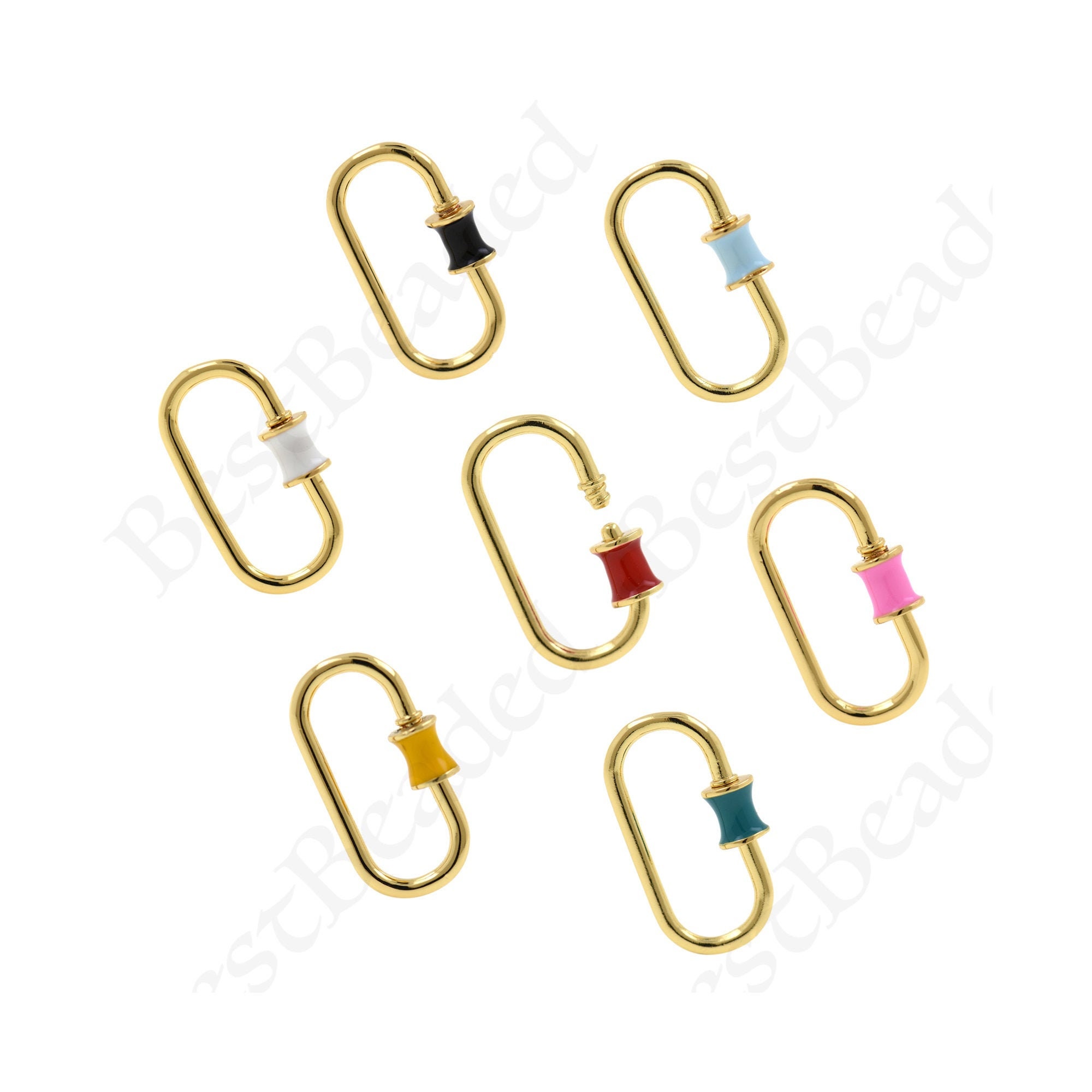 Enamel Oval Lock Carabiner Clasp,Gold Plated Metal Screw Clasp,DIY Jewelry Findings 14x25mm