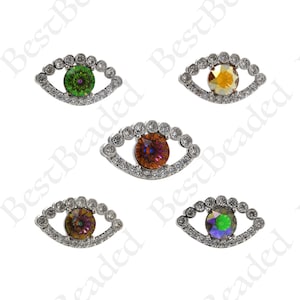 CZ Micro Pave Evil Eye Connector Links,Dainty Hollow Evil Eye Charm,DIY Minimalist Handmade Jewelry Findings 23.5x14mm