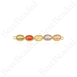 18K Gold Filled Multicolor Cubic Zirconia Dainty Oval Tennis Bracelets, Dainty Bracelet, Gift For Her 40x5mm