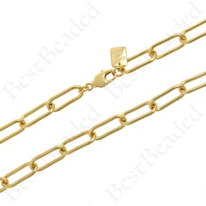 Herren Papier Clip Kette Halskette,18k Gold Filled Oval Form Kette Halskette,Schlichte Schmuckzubehör 50cm