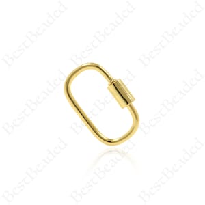 Shiny Gold Oval Carabiner Clasp,Oval Screw Clasp,Personalized Jewelry Clasp 15x24mm